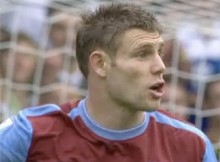 James Milner in action for Aston Villa